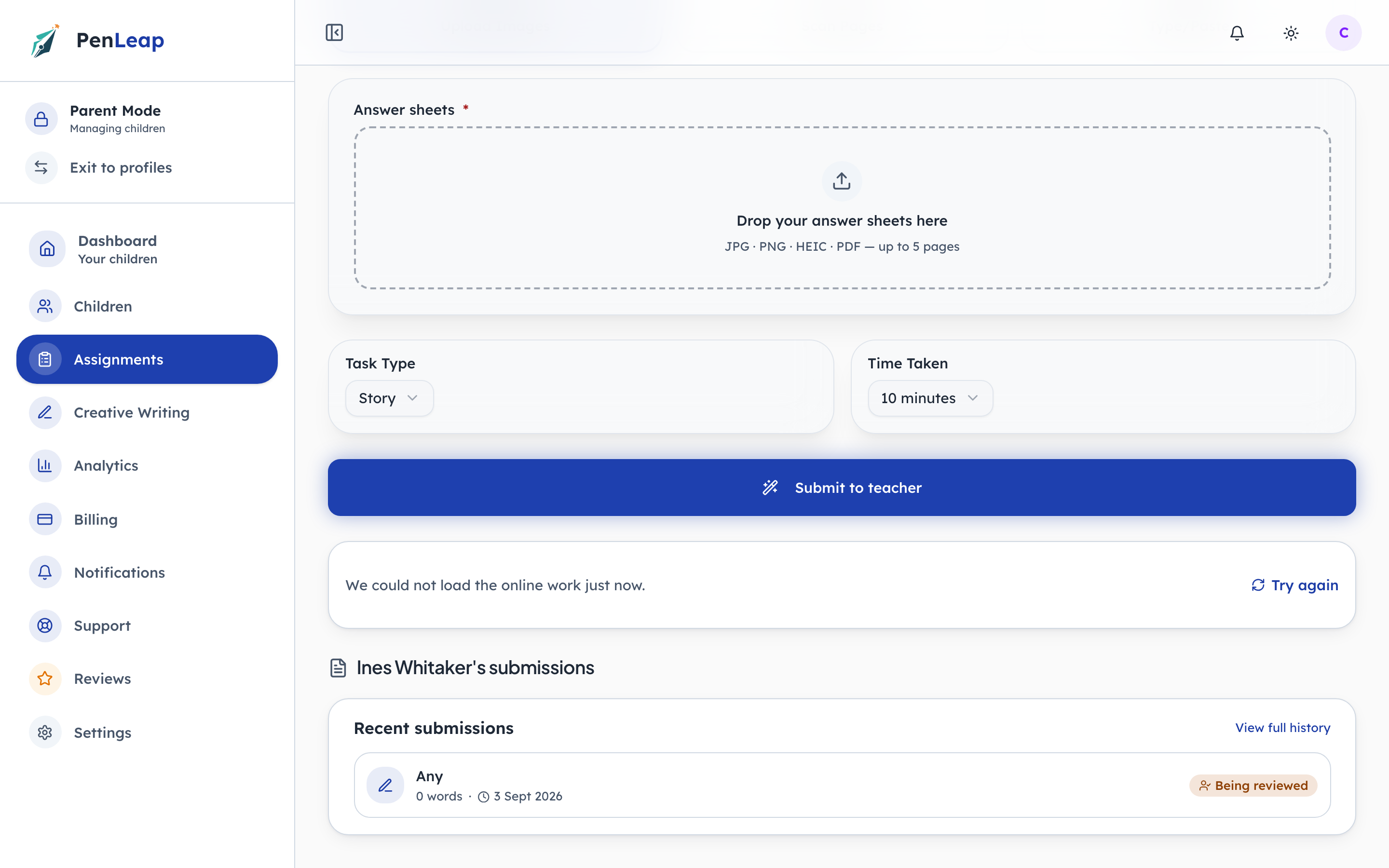 A parent can follow the online work too