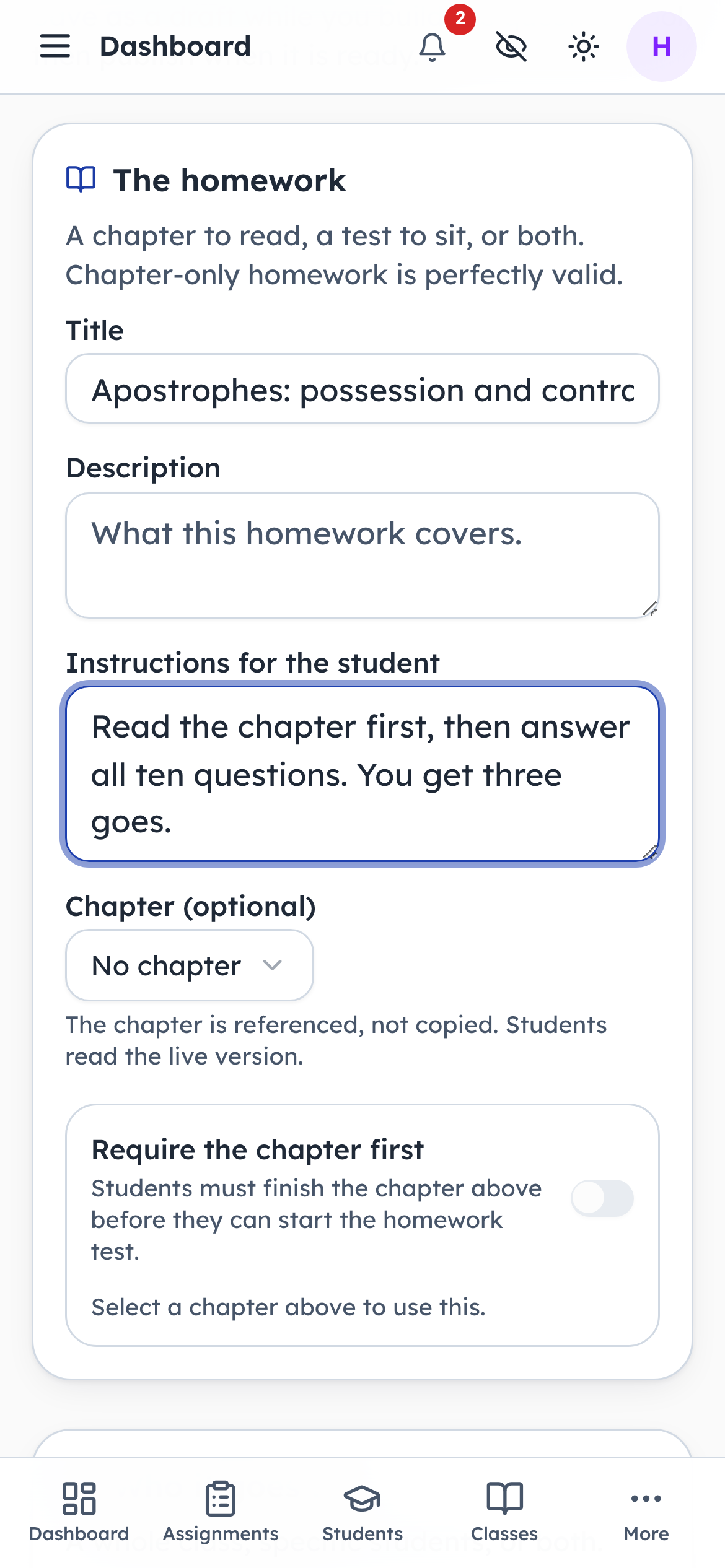 Describe the work, and point it at a chapter