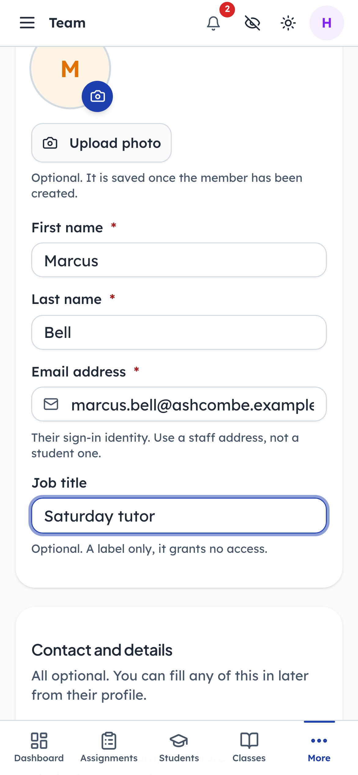 Who they are, and the address they sign in with
