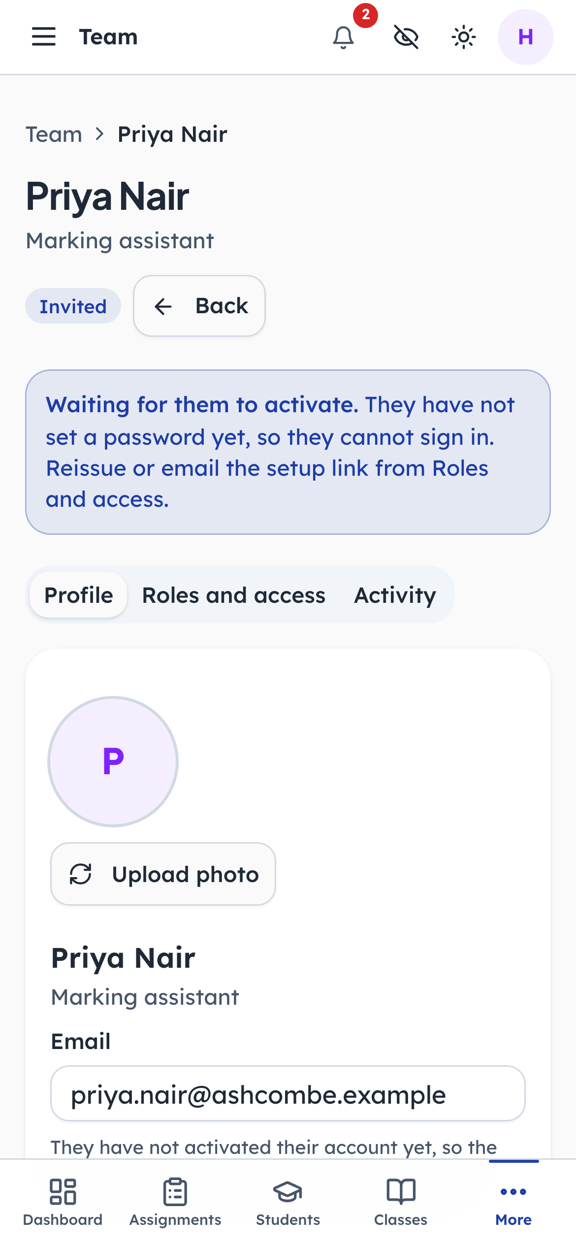 A member who has not activated yet