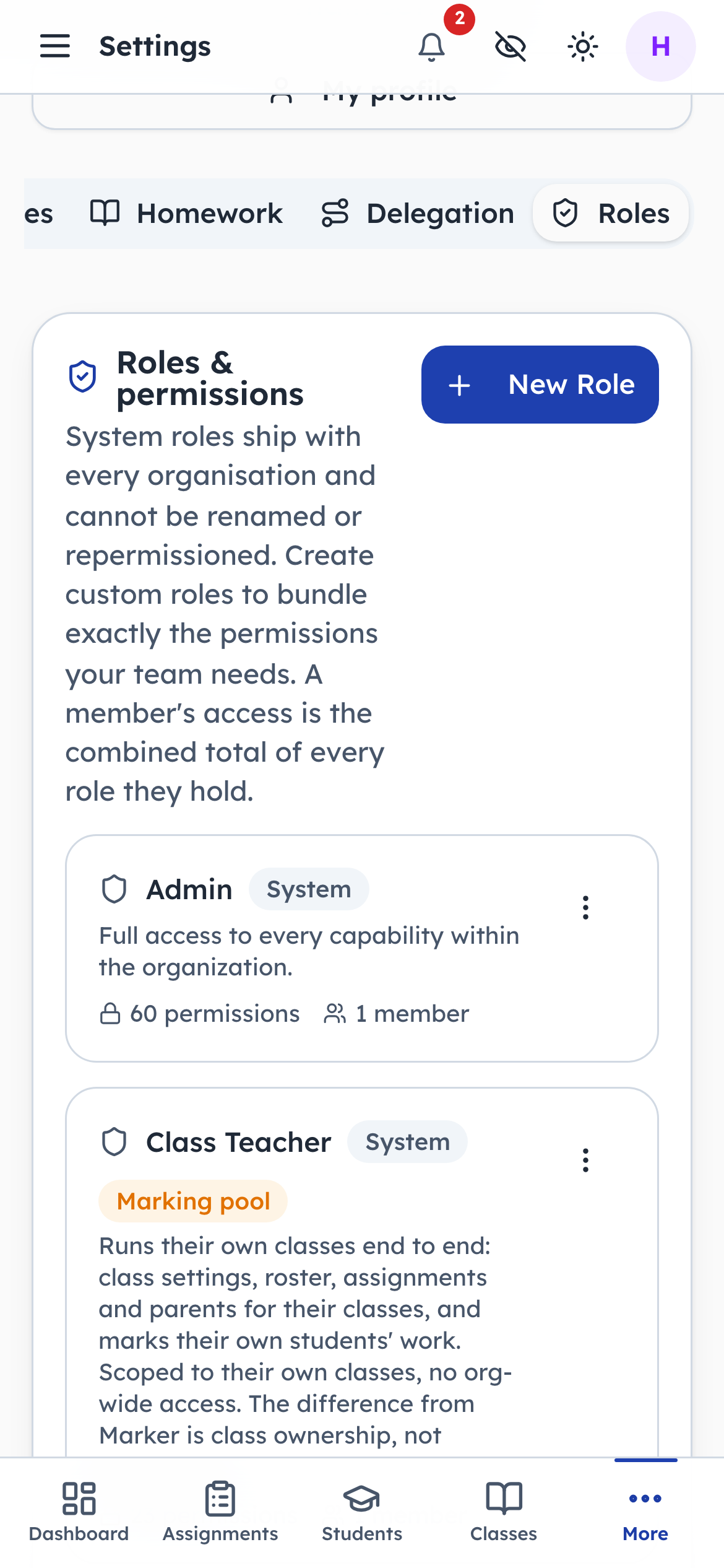 Every role at the centre, system and custom
