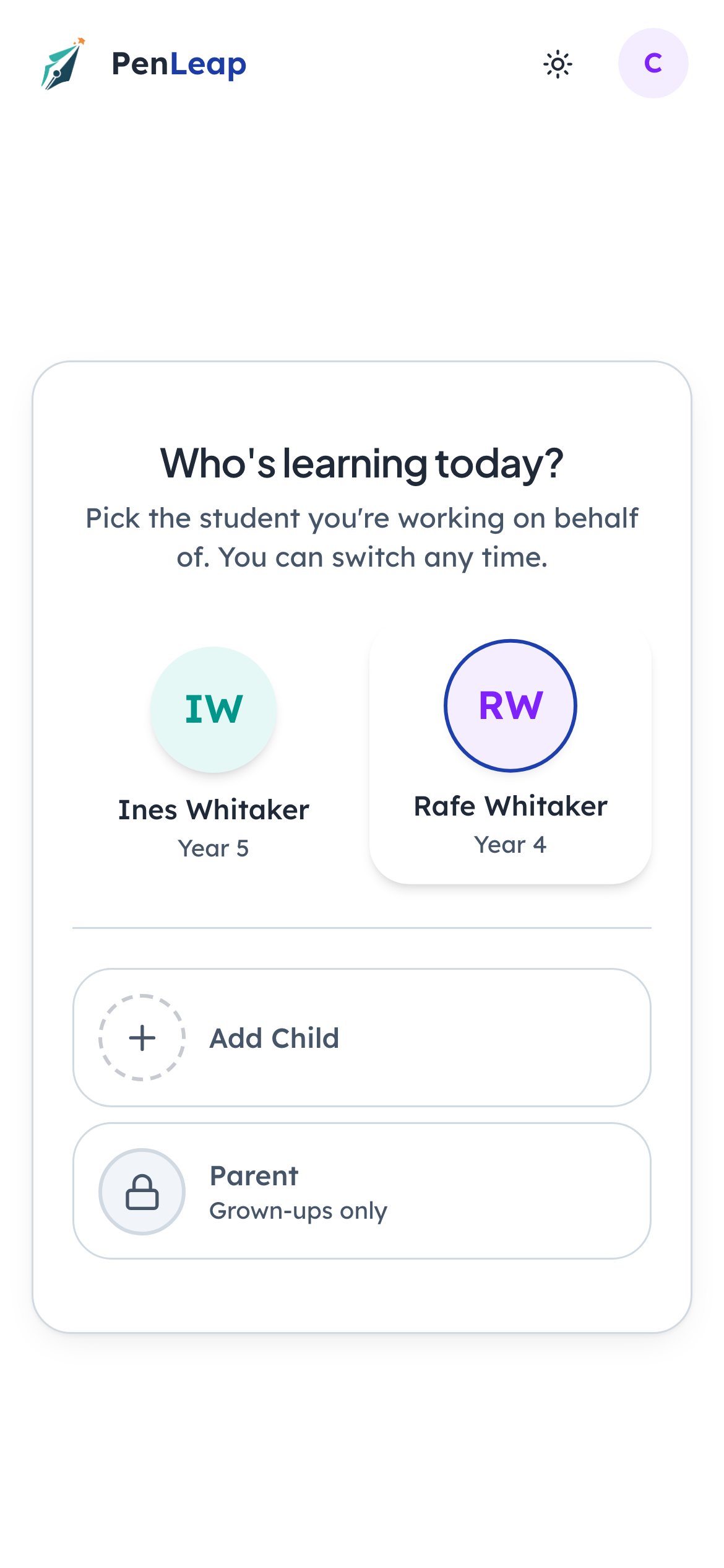 Handing the device to the child